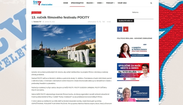 Politická reklama, reklamný článok na stránke